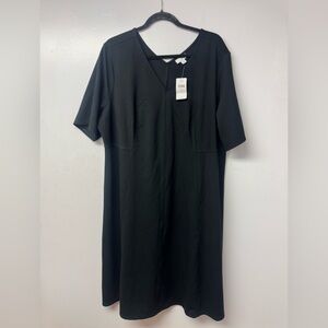 J.Jill NWT Black V Neck Knit Dress Plus Size 2X Minimalist Office Casual capsule